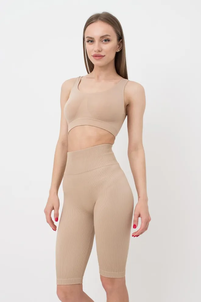 Велосипедки женские в рубчик Tracks rib Giulia (naturale), бежевый