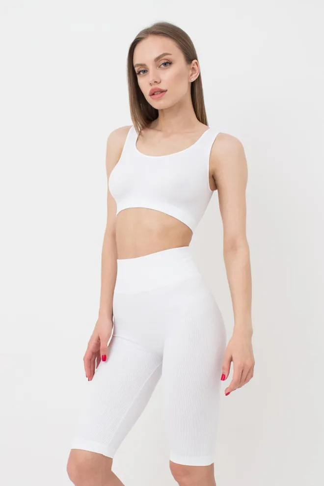 Велосипедки жіночі в рубчик Tracks rib Giulia (white), білий