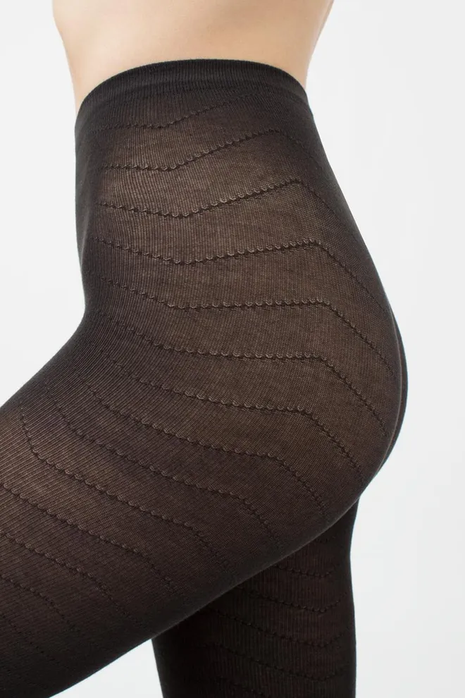 Колготки теплые с узором Twill 180 den model 1 Giulia (pirate black)