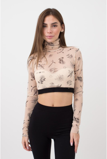 Кроп-топ в сіточку Tatoo 4103/07 (beige tatoo), бежевий