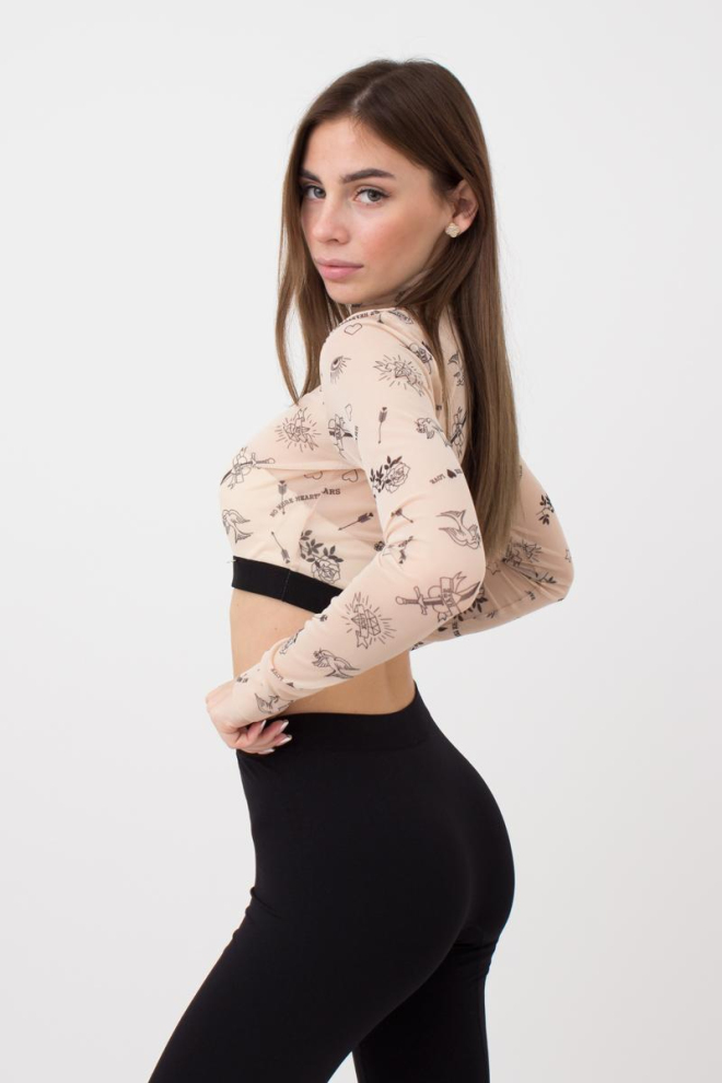 Кроп-топ в сіточку Tatoo 4103/07 (beige tatoo), бежевий