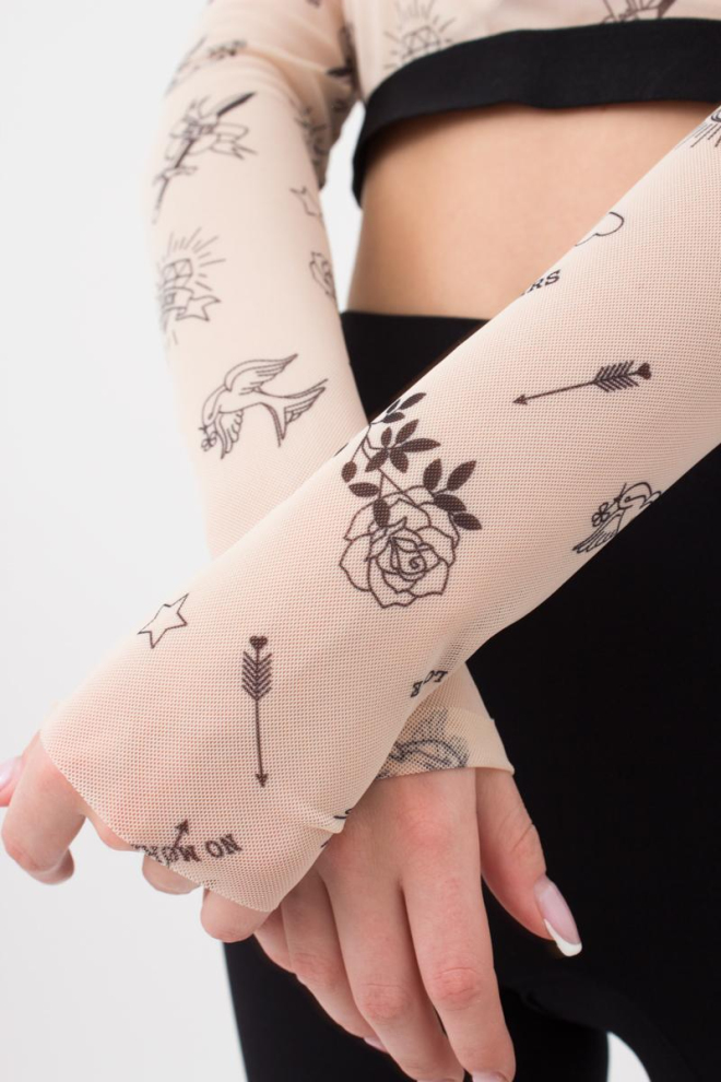 Кроп-топ в сіточку Tatoo 4103/07 (beige tatoo), бежевий
