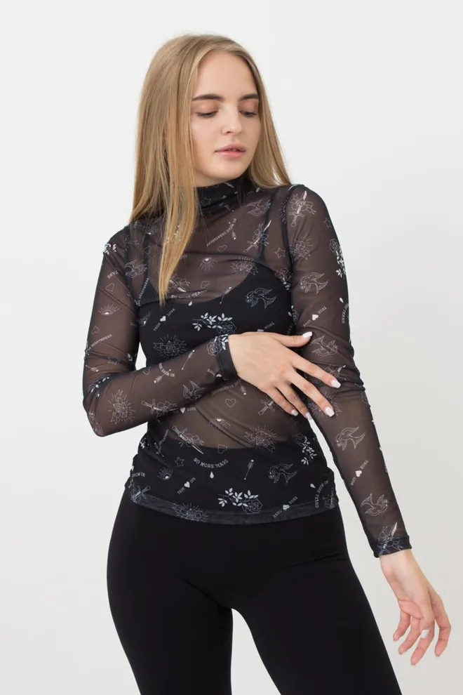 Водолазка в сетку TATOO 4901/07 Giulia (black tattoo), черный