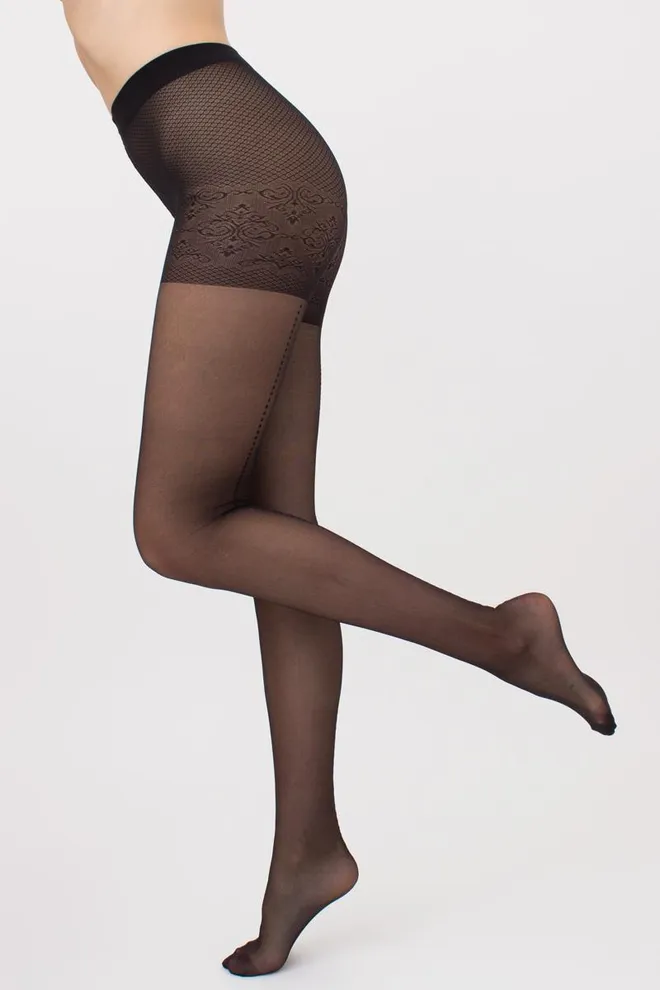 Колготки зі швом в горох Virginia 20 den model 1 Giulia (nero)