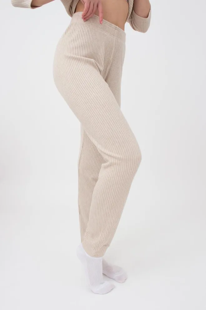 Штани з манжетами в рубчик WARMLY TOUCH 4308/150 Giulia (milk), бежевий