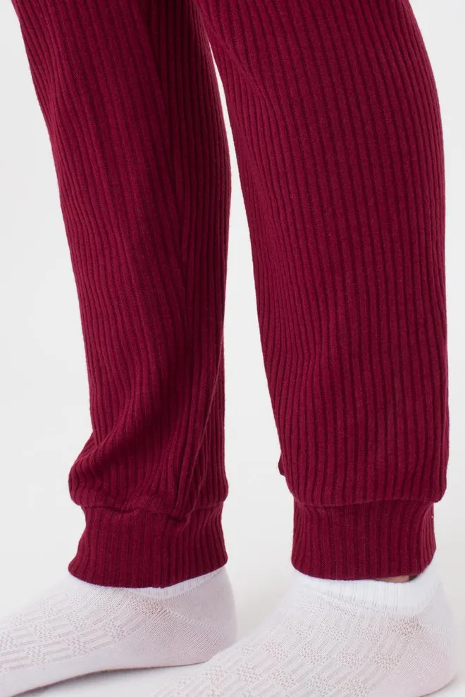 Штани з манжетами в рубчик WARMLY TOUCH 4308/150 Giulia (bordo), бордовий