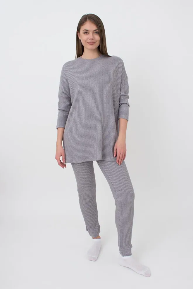 Штани з манжетами в рубчик WARMLY TOUCH 4308/150 Giulia (grey), сірий