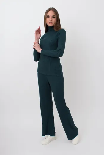 Штаны клёш в рубчик WARMLY TOUCH 4319/150 Giulia (ocean), зеленый