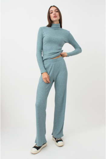 Штани кльош в рубчик WARMLY TOUCH 4319/150 Giulia (mint green), зелений
