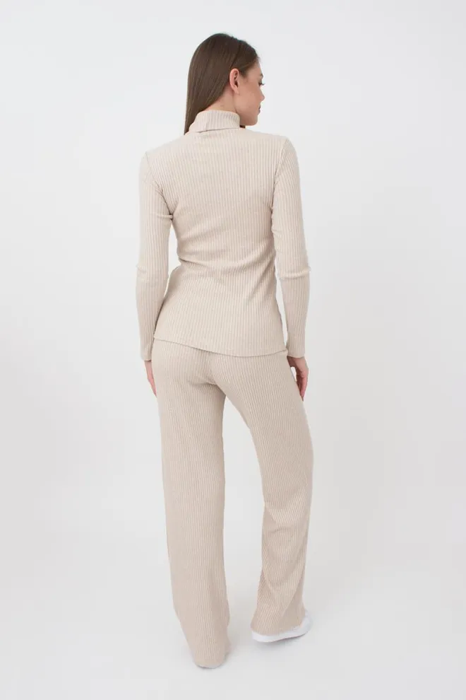 Штаны клёш в рубчик WARMLY TOUCH 4319/150 Giulia (milk), бежевый