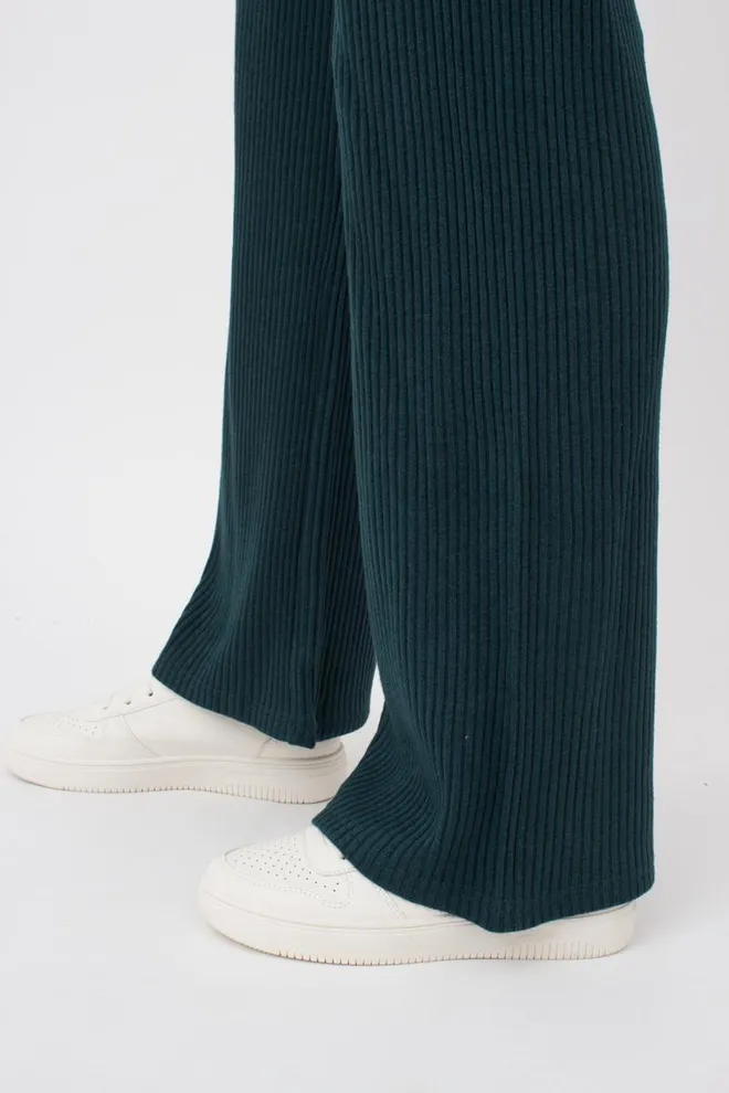 Штаны клёш в рубчик WARMLY TOUCH 4319/150 Giulia (ocean), зеленый