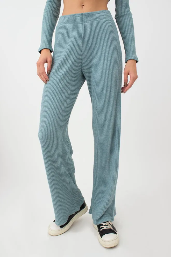 Штани кльош в рубчик WARMLY TOUCH 4319/150 Giulia (mint green), зелений