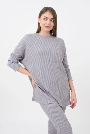 Кофта длинная в рубчик Warmly Touch 4412/150 Giulia (grey) Кофта длинная в рубчик Warmly Touch 4412/150 Giulia (grey)
