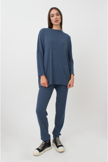 Кофта довга у рубчик Warmly Touch 4412/150 Giulia (epruse)