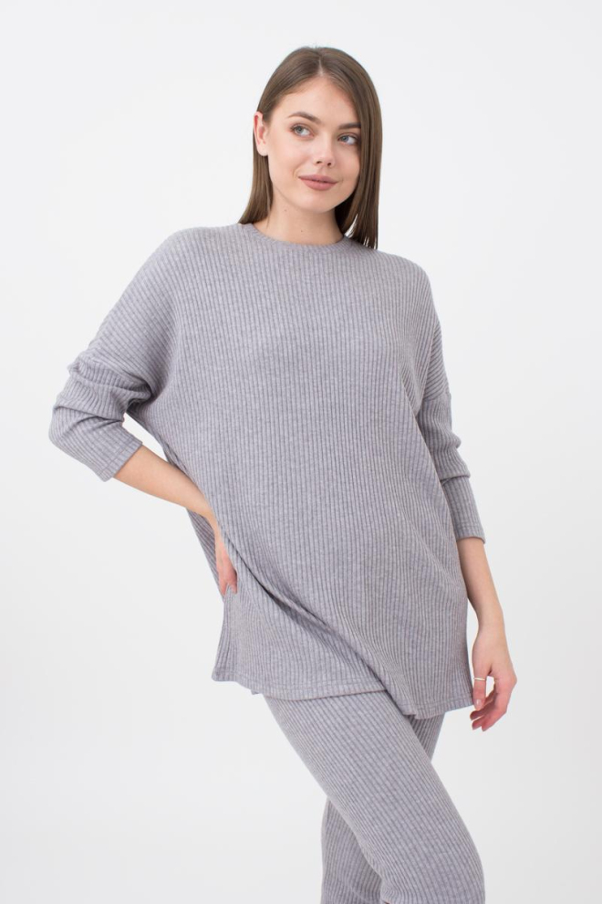 Кофта довга у рубчик Warmly Touch 4412/150 Giulia (grey)