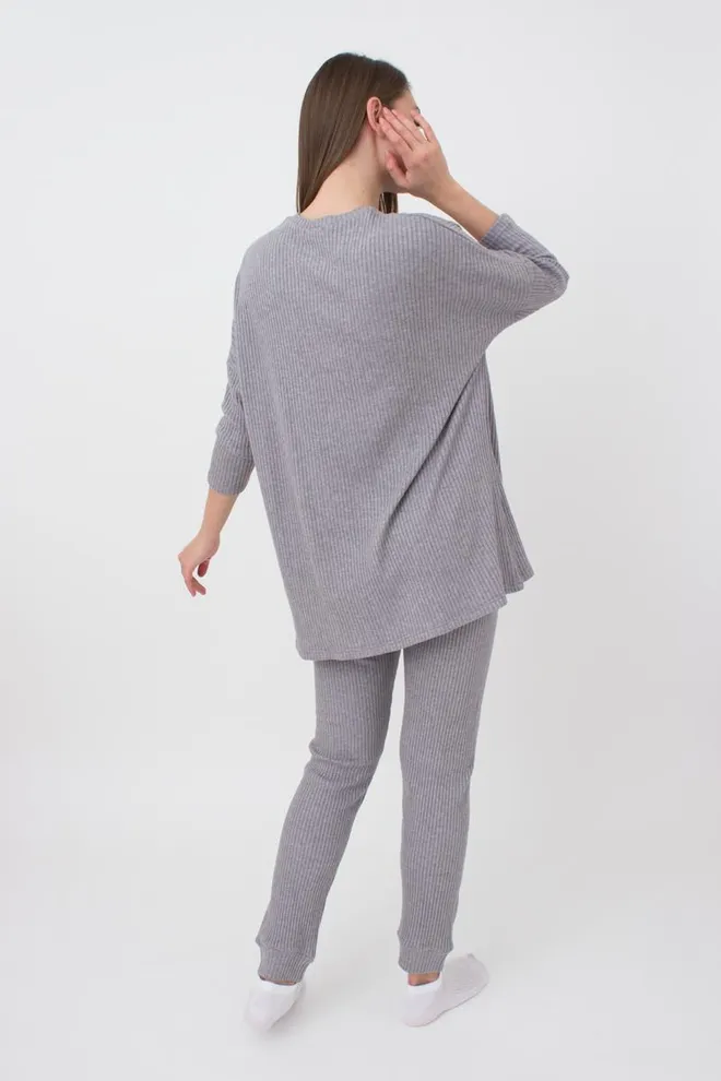 Кофта длинная в рубчик Warmly Touch 4412/150 Giulia (grey)