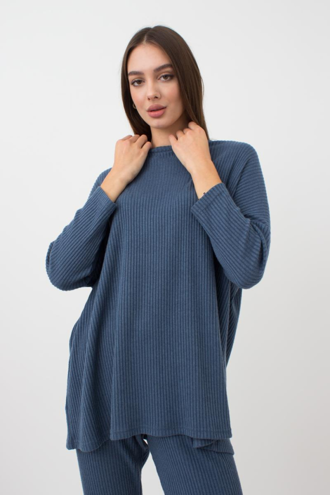 Кофта довга у рубчик Warmly Touch 4412/150 Giulia (epruse)