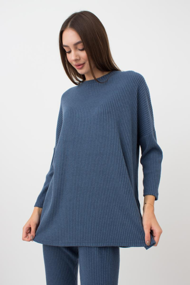 Кофта довга у рубчик Warmly Touch 4412/150 Giulia (epruse)