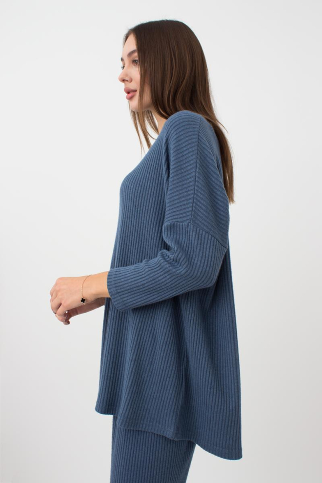 Кофта довга у рубчик Warmly Touch 4412/150 Giulia (epruse)