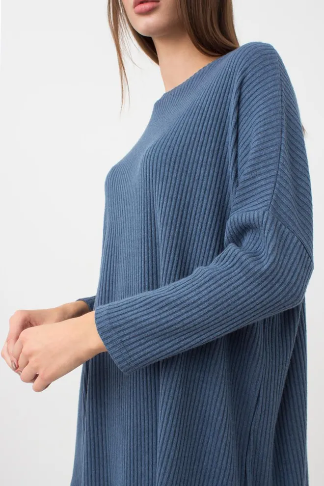 Кофта длинная в рубчик Warmly Touch 4412/150 Giulia (epruse)