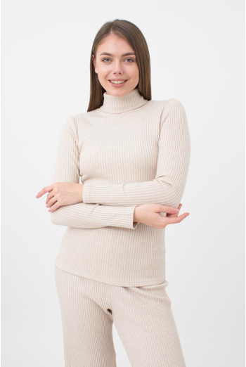 Кофта водолазка в рубчик WARMLY TOUCH 4904/150 Giulia (milk), бежевий