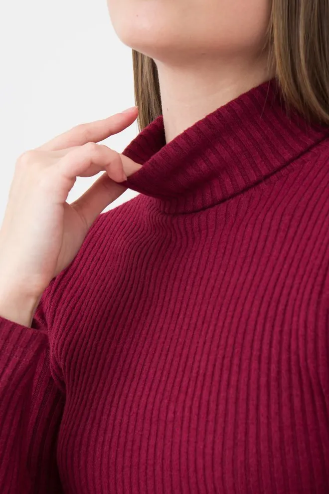 Кофта водолазка в рубчик WARMLY TOUCH 4904/150 Giulia (bordo), бордовый