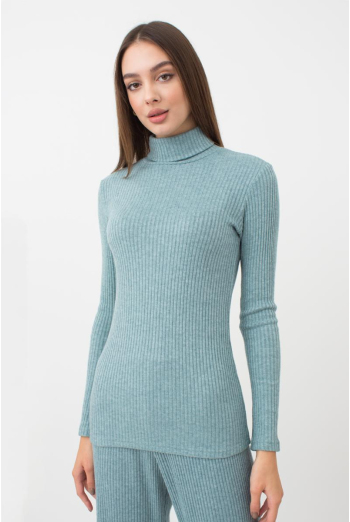Кофта водолазка в рубчик WARMLY TOUCH 4904/150 Giulia (mint green), зелений