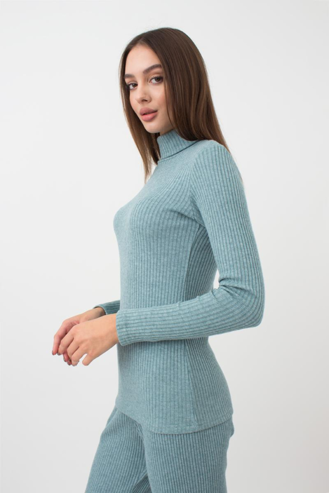 Кофта водолазка в рубчик WARMLY TOUCH 4904/150 Giulia (mint green), зелений