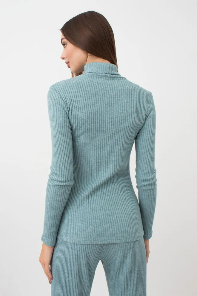 Кофта водолазка в рубчик WARMLY TOUCH 4904/150 Giulia (mint green), зеленый