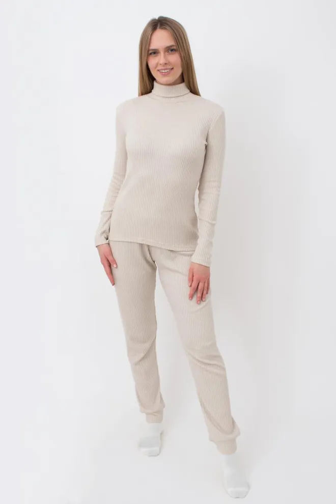 Кофта водолазка в рубчик WARMLY TOUCH 4904/150 Giulia (light beige), бежевый