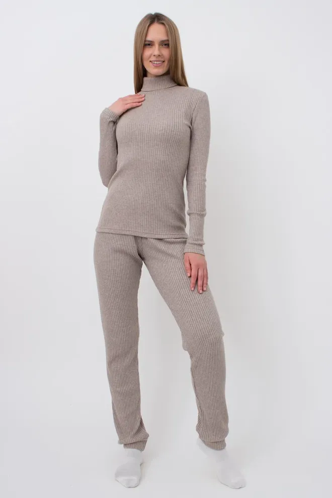 Кофта водолазка в рубчик WARMLY TOUCH 4904/150 Giulia (dark beige), бежевый