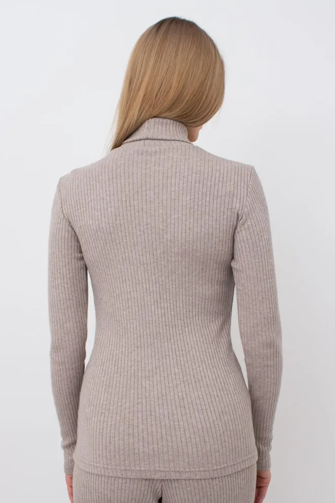 Кофта водолазка в рубчик WARMLY TOUCH 4904/150 Giulia (dark beige), бежевый