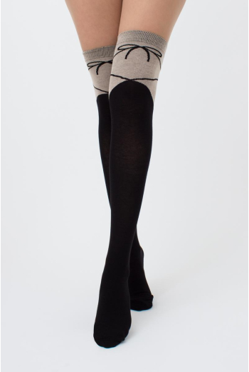 Гольфи ботфорти бавовняні з написом WB1 fashion 007 Giulia (black)