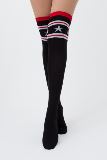 Гольфы ботфорты хлопковые с надписью WB1 fashion 009 Giulia (black) Гольфы ботфорты хлопковые с надписью WB1 fashion 009 Giulia (black)