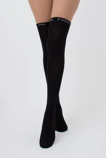 Гольфы ботфорты хлопковые с надписью WB1 fashion 010 Giulia (black)