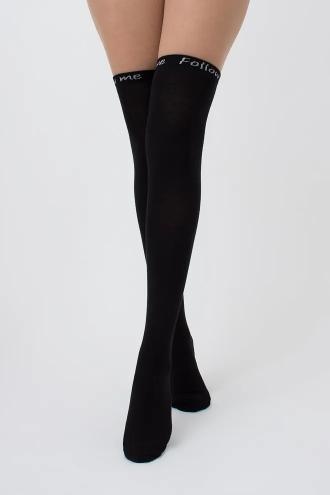 Гольфи ботфорти бавовняні з написом WB1 fashion 010 Giulia (black)