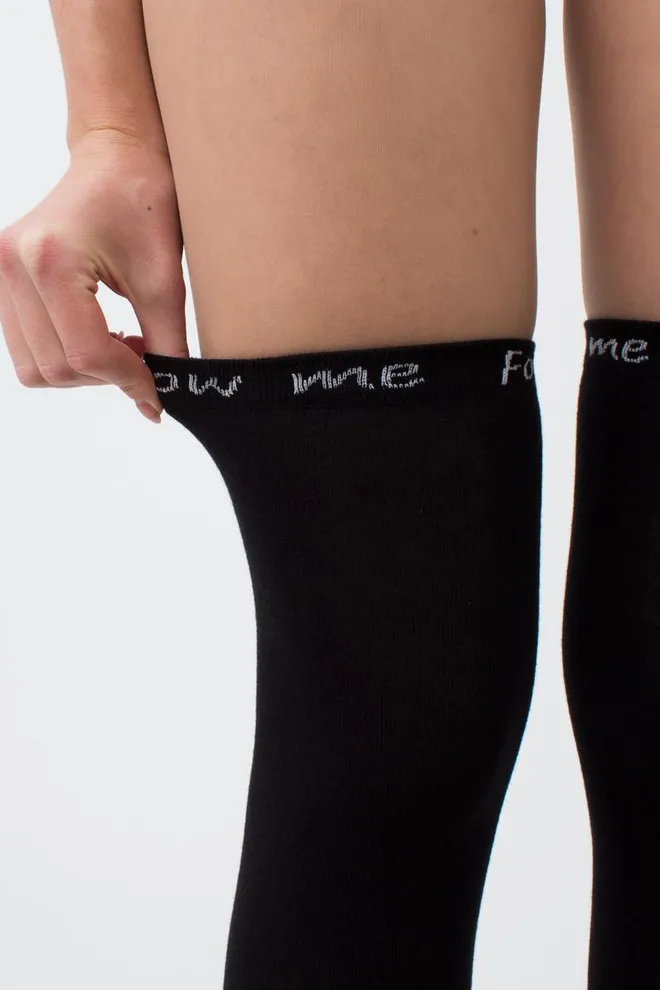 Гольфи ботфорти бавовняні з написом WB1 fashion 010 Giulia (black)