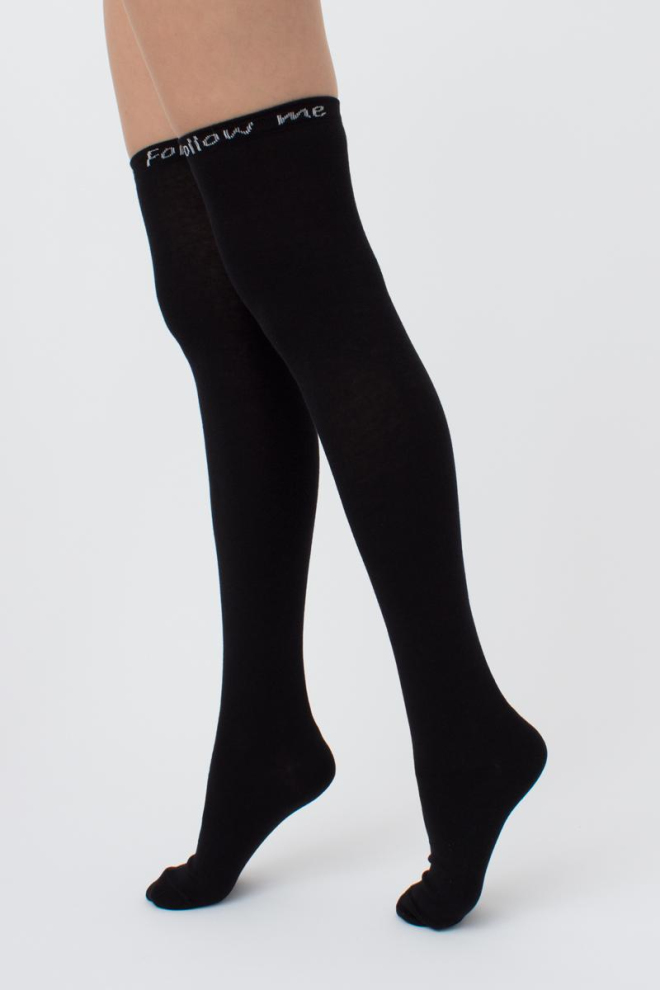 Гольфи ботфорти бавовняні з написом WB1 fashion 010 Giulia (black)