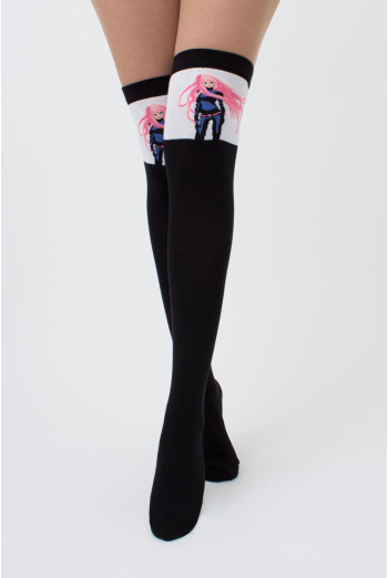 Гольфы ботфорты хлопковые с надписью WB1 fashion 014 Giulia (black) Гольфы ботфорты хлопковые с надписью WB1 fashion 014 Giulia (black)