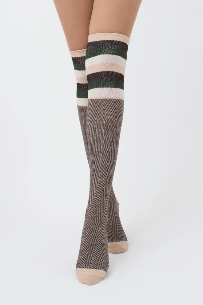 Гольфи ботфорти бавовняні з малюнком WB1 fashion strong 003 Giulia (powder puff)