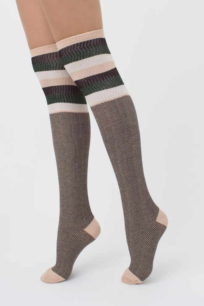 Гольфи ботфорти бавовняні з малюнком WB1 fashion strong 003 Giulia (powder puff)