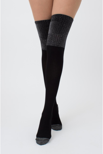 Гольфы ботфорты с люрексом WB1 lurex rib strong 001 Giulia (black/silver metallic) Гольфы ботфорты с люрексом WB1 lurex rib strong 001 Giulia (black/silver metallic)
