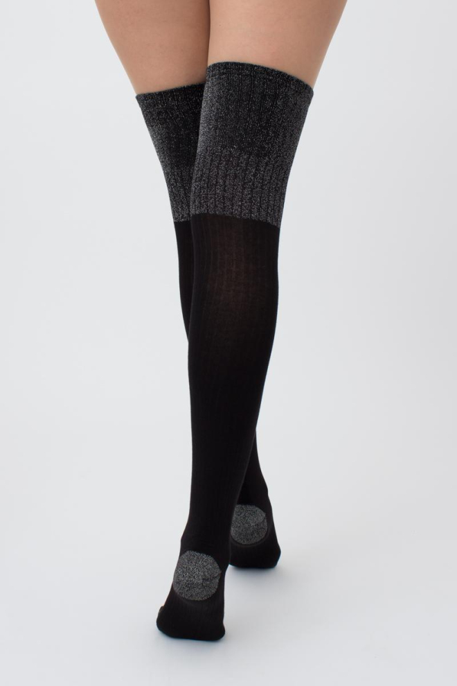 Гольфи ботфорти з люрексом WB1 urex rib strong 001 Giulia (black/silver metallic)