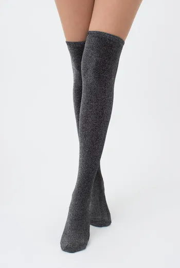 Гольфи ботфорти з люрексом WB1 lurex pa 001 Giulia (black/silver metallic)