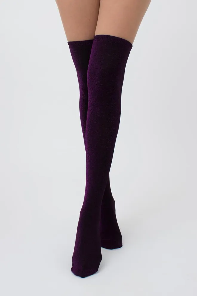 Гольфи ботфорти з люрексом WB1 lurex pa 001 Giulia (black/shiny pink metallic)