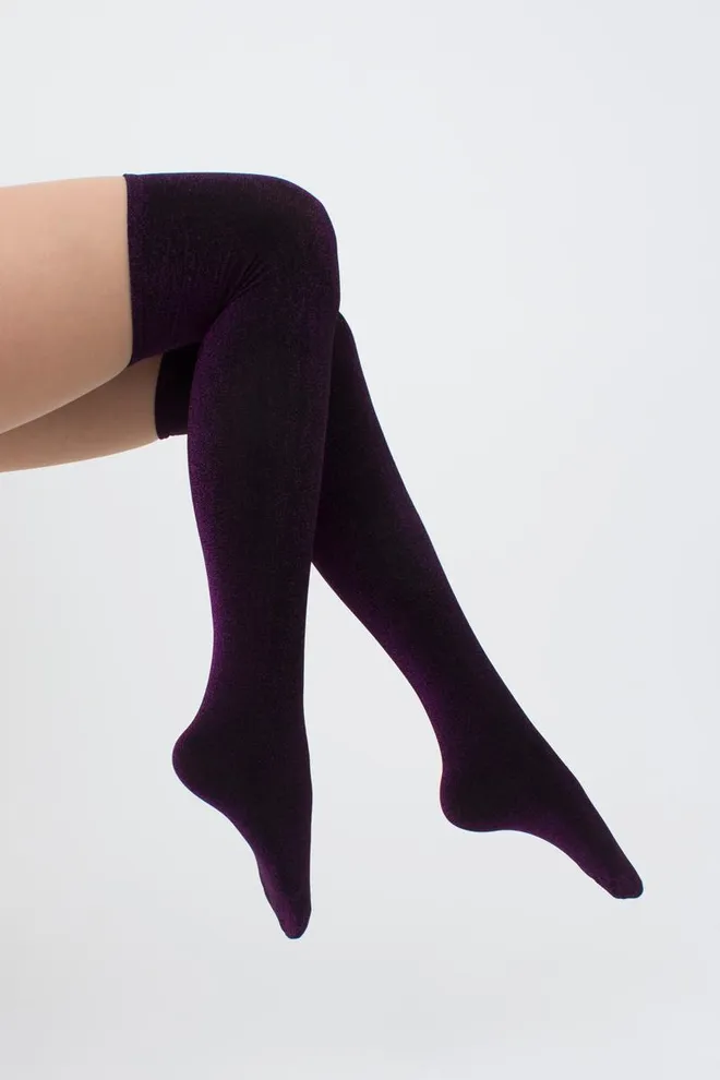 Гольфи ботфорти з люрексом WB1 lurex pa 001 Giulia (black/shiny pink metallic)