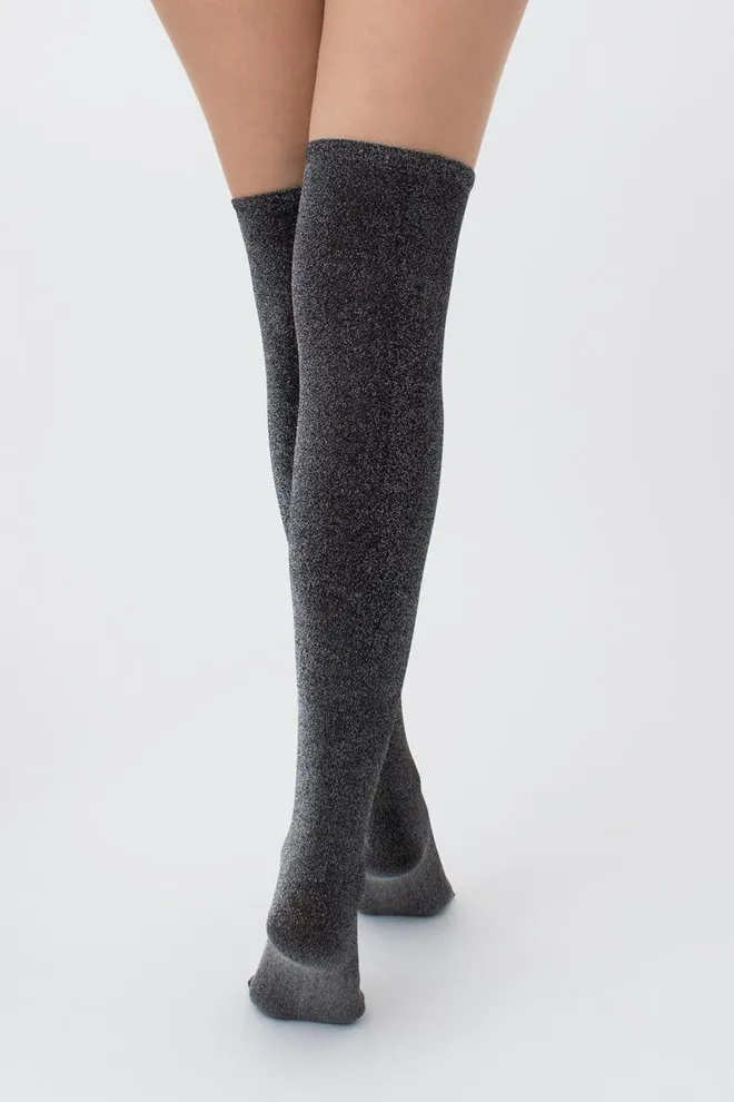 Гольфи ботфорти з люрексом WB1 lurex pa 001 Giulia (black/silver metallic)