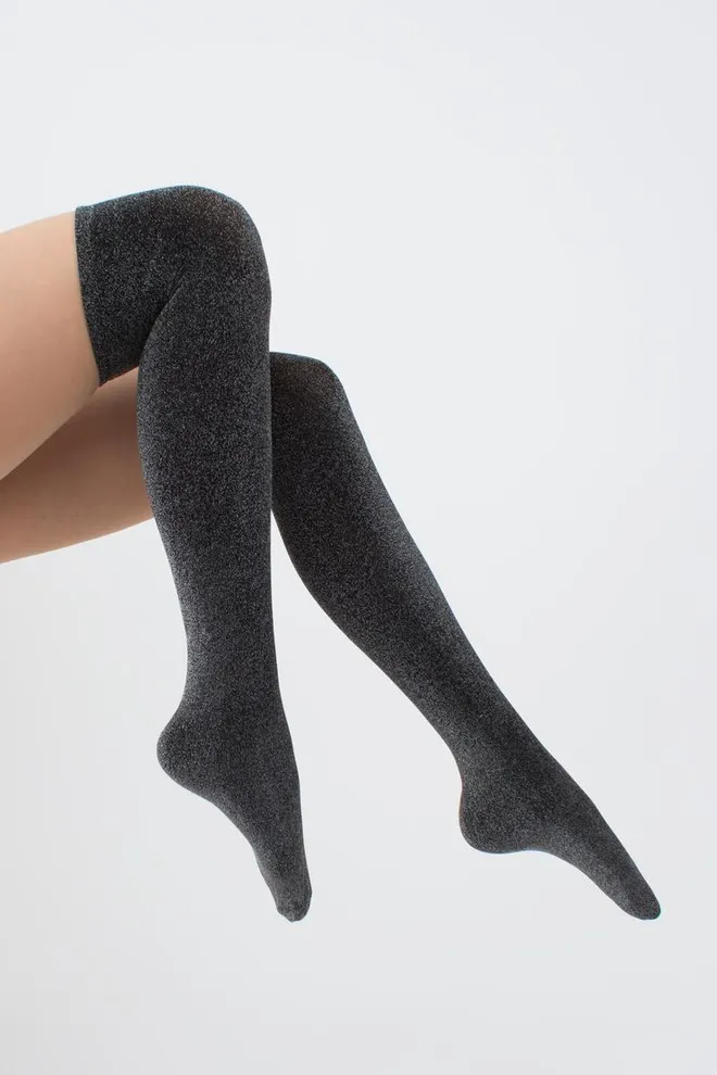 Гольфи ботфорти з люрексом WB1 lurex pa 001 Giulia (black/silver metallic)