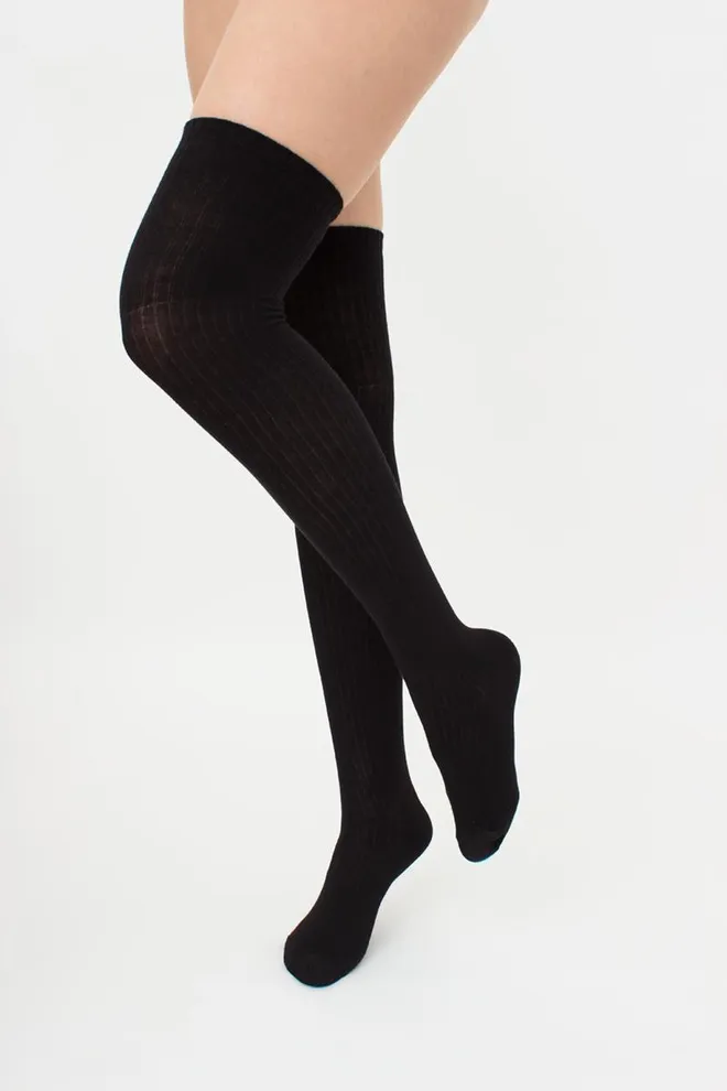 Хлопковые классические ботфорты в рубчик WB1 Strong Rib Classic Giulia (black)