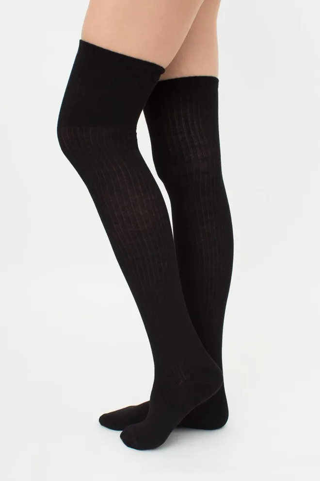 Хлопковые классические ботфорты в рубчик WB1 Strong Rib Classic Giulia (black)